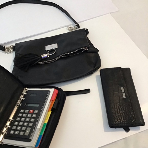 (3) Nine West shoulder bag wallet and planner black new w/o tags - Picture 5 of 15